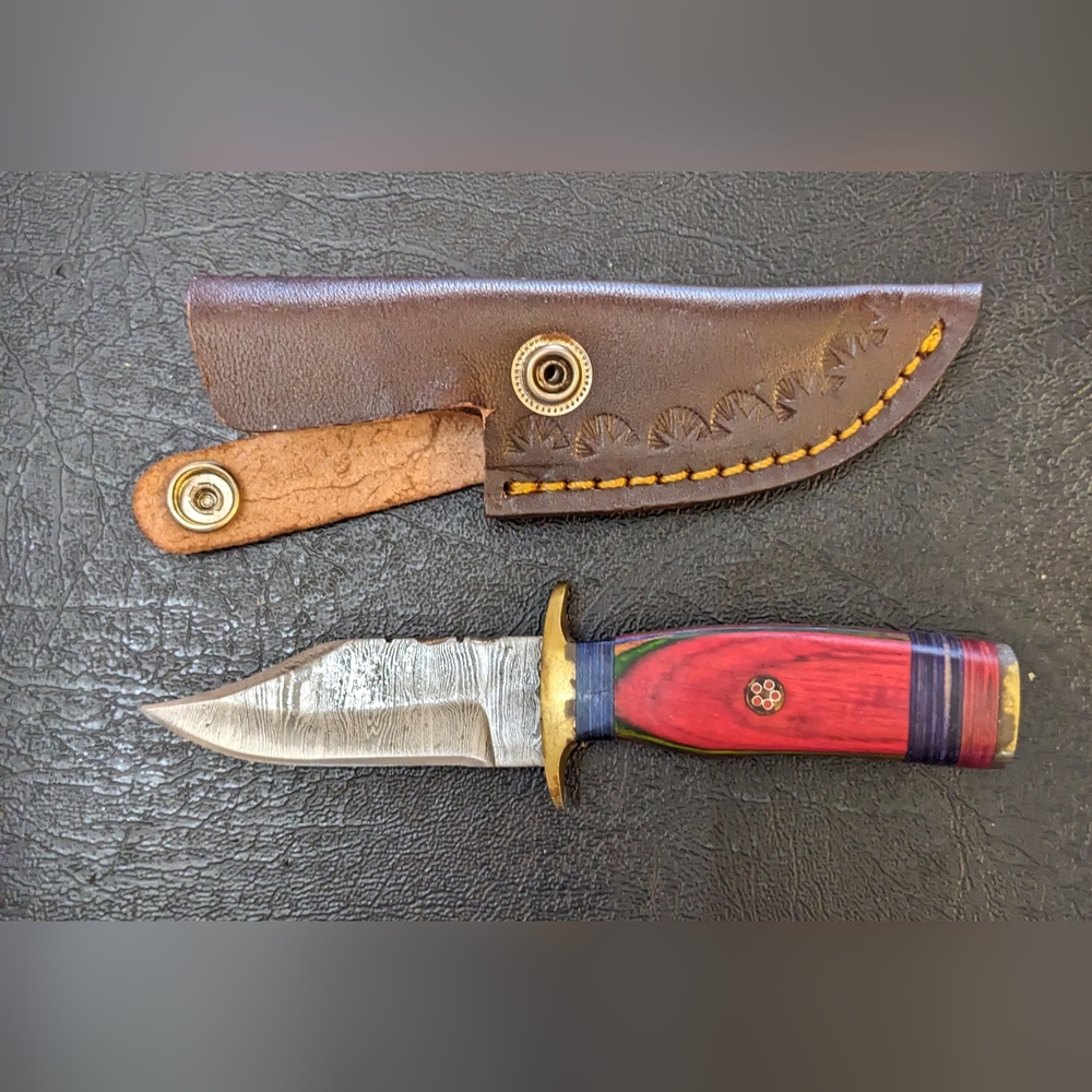 Damascus steel blade men's hunting skinner knife, T1-N